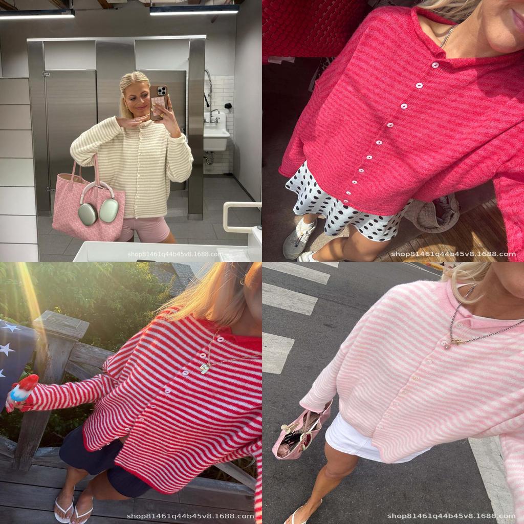 Cardigan in Maglia a Righe da Donna con Comfort Casual per l'Autunno