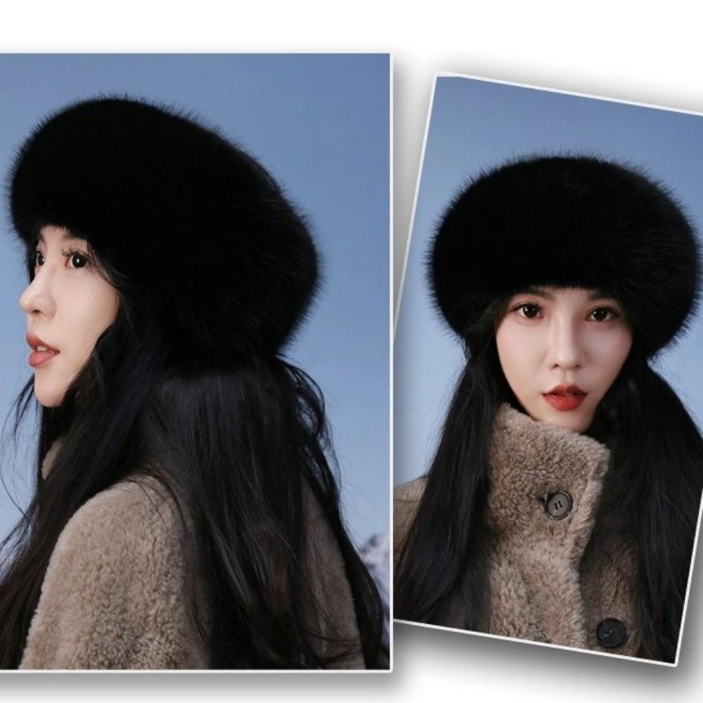 Thick Winter Hat Imitation Fox Fur Wide Headwrap Fashion Elastic Ski Hats  Winter