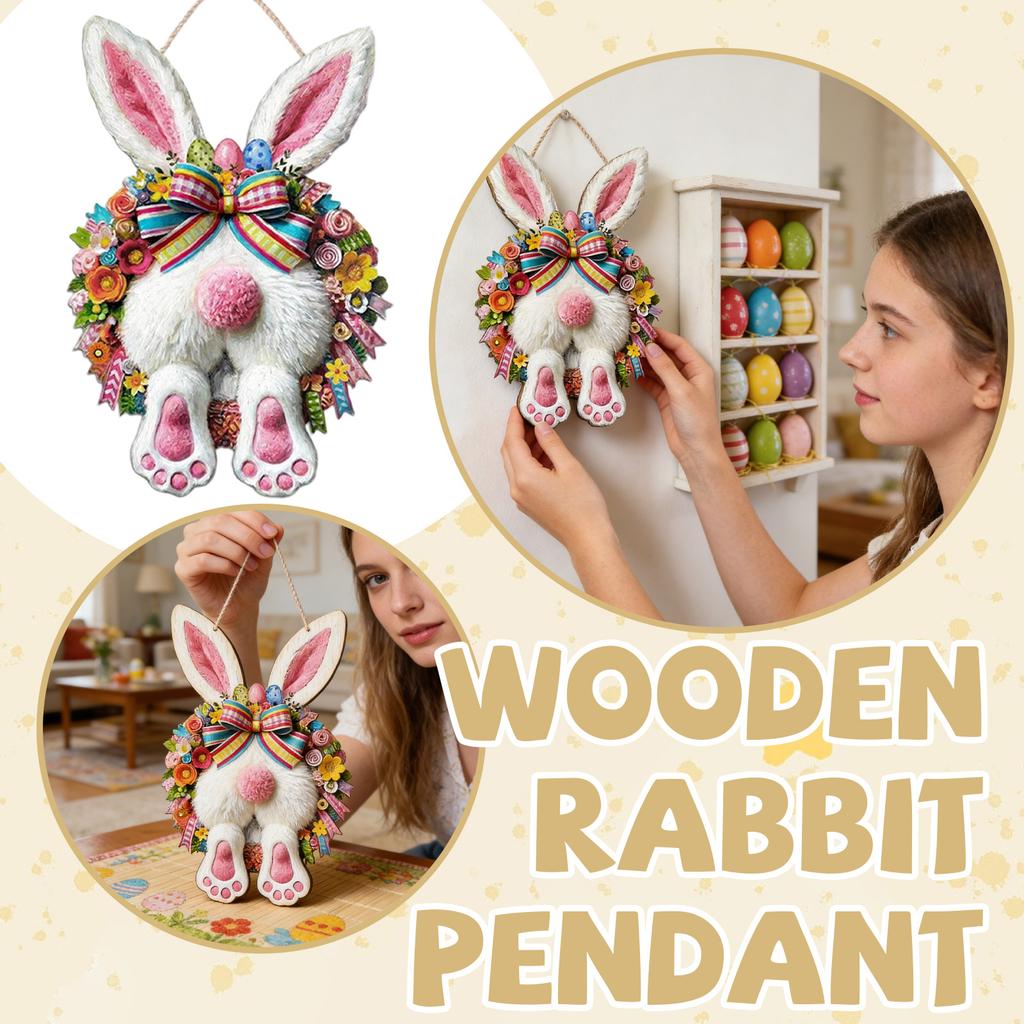 Décoration Suspendue en Bois Dessin Animé Pâques, Pendentif Décoratif en Bois Printemps, Décoration de Pâques