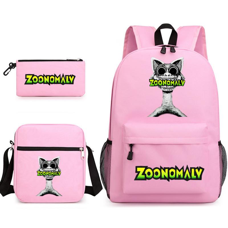 Deformed Zoo School Bag Male and Female Students Three-piece Large Capacity Backpack