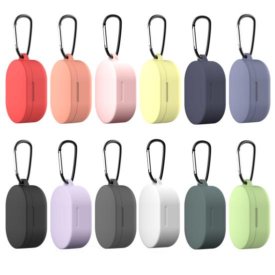 Wireless Bluetooth-compatible Earphone Anti-fall Protective Silicone Case Storage Cover with Carabiner for Redmi AirDots 3