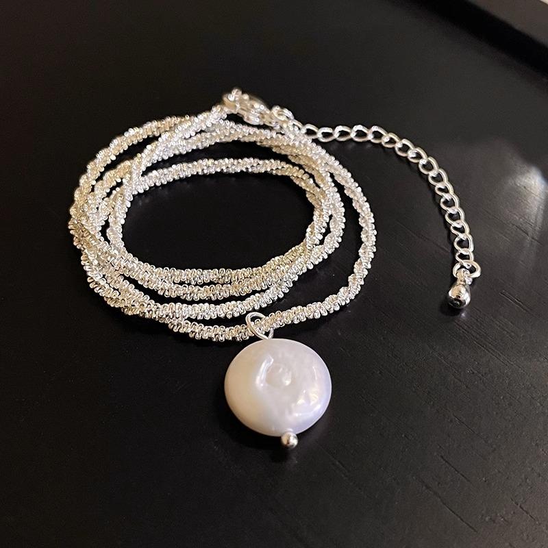 

100% Натуральный Барочный Пресноводный Жемчуг Стерлинговое Серебро Женский Кулон-Ожерелье Для Женщин Подарки на День Рождения