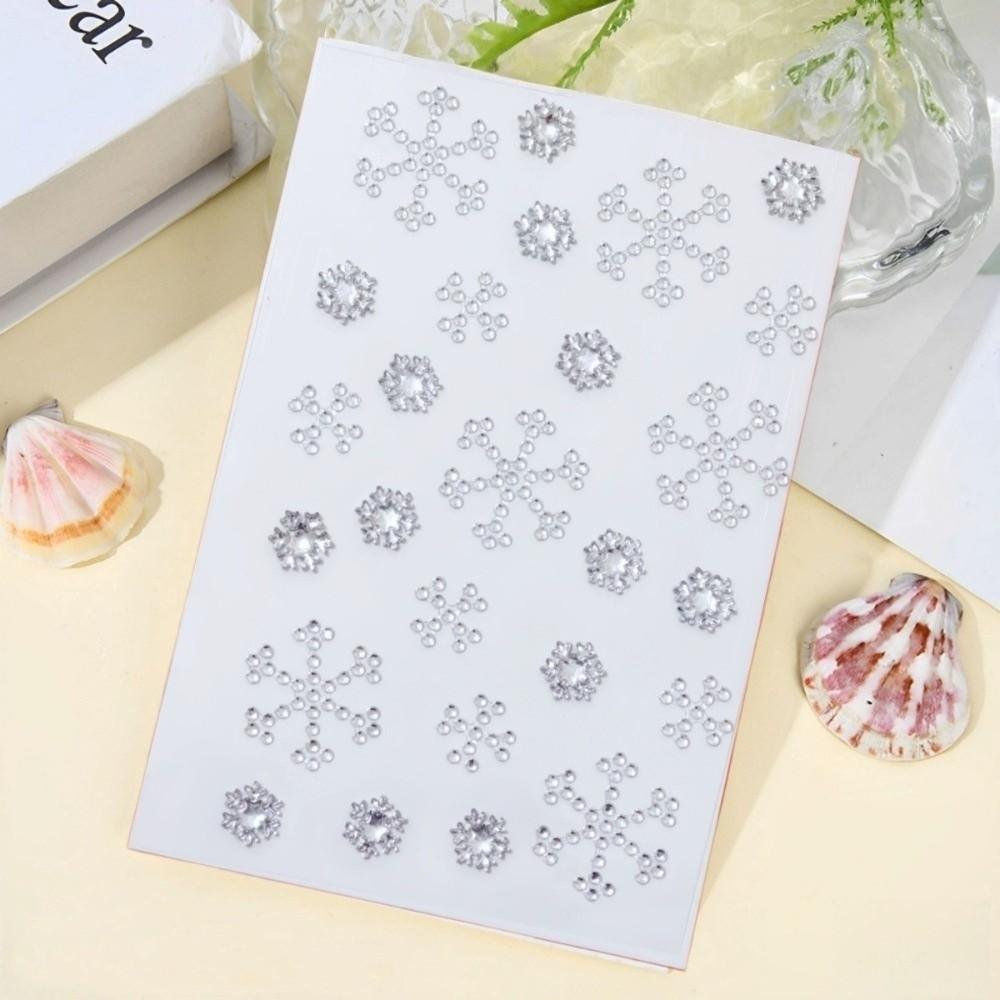 4Pcs Red Green Silvery Rhinestone Eye Body Decals Self-Adhesive Holiday Facial Decals Cards