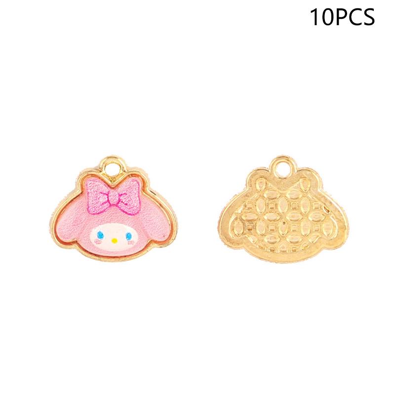 

10Pcs Sanrio Kuromi Hello Kitty Cartoon Kawaii Alloy Resin Pendant Anime Charm Diy Necklace Bracelet Earrings Keychain Accessory