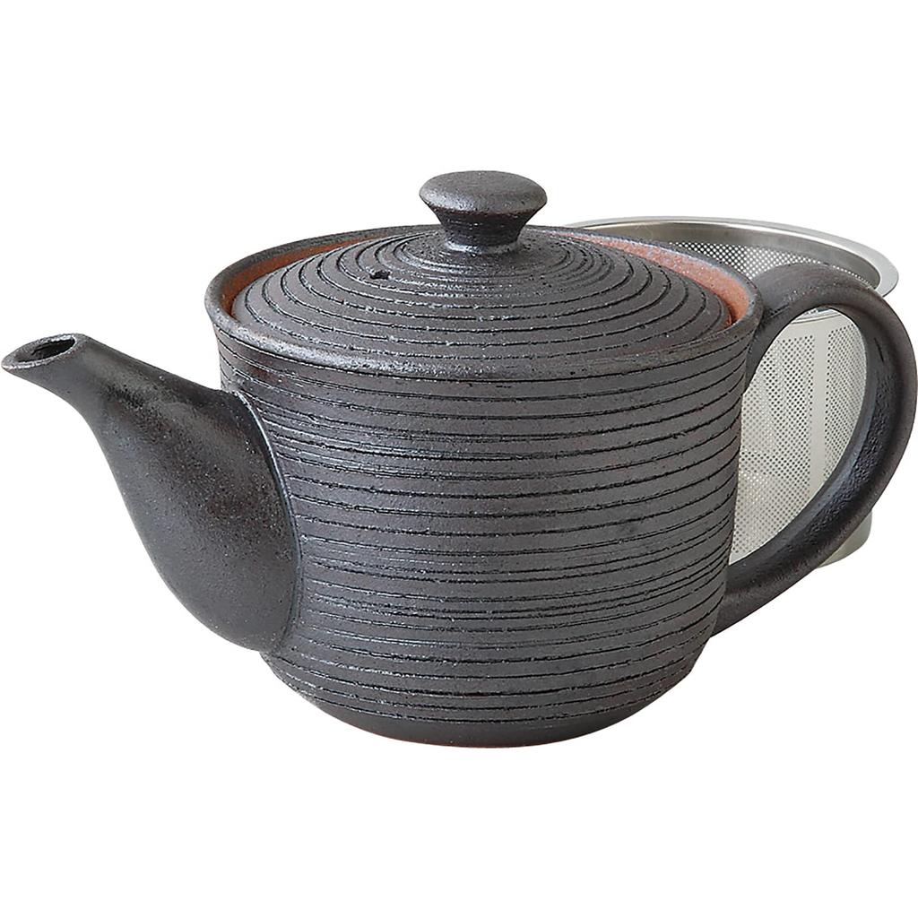 Hasami Ware Pot with Black Pattern Stainless Steel with Tea Made In Product 73461 Thousand-Step (Super Strainer), Capacity Approx. 275ml, Japan,