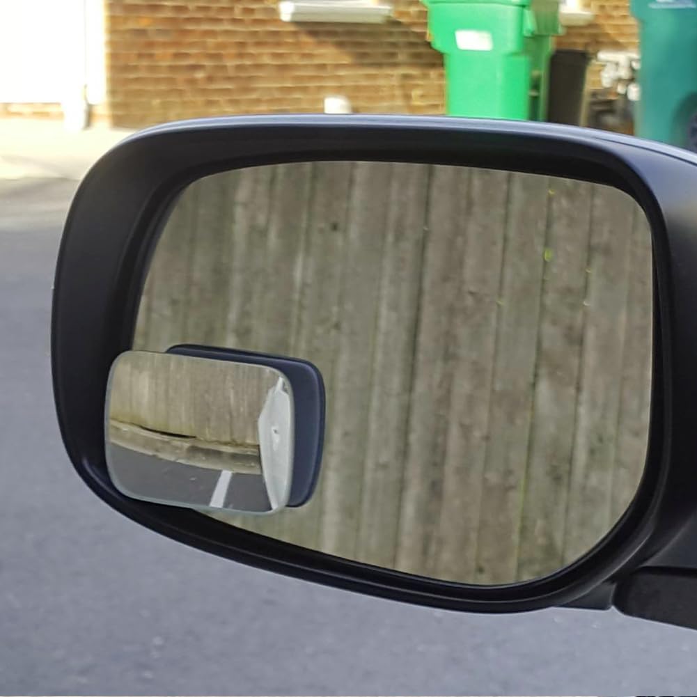 Ampper Car Auxiliary Mirror, Lane Change Mirror, Rear Viewing, 360° Angle Adjustment, Side Mirror (Rectangular, 4 Pieces)