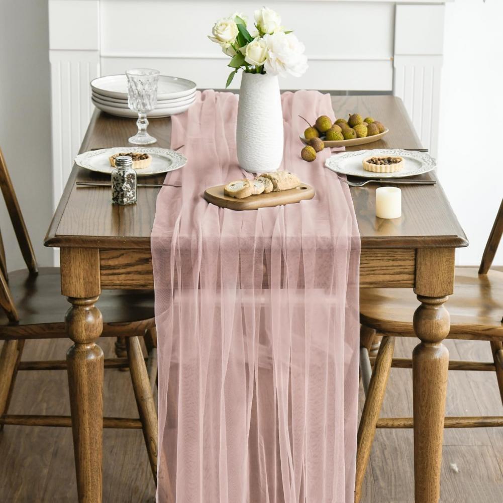 Festliche Tischdekoration Party-Tischdekoration Eleganter Tüll-Tischläufer für Hochzeitsdekoration Junggesellinnenabschied Geburtstagsfeier für Dessert