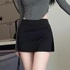2026 New Black High-Waist A-line Slit Bodycon Half Skirt for Women - Spring/Summer Petite