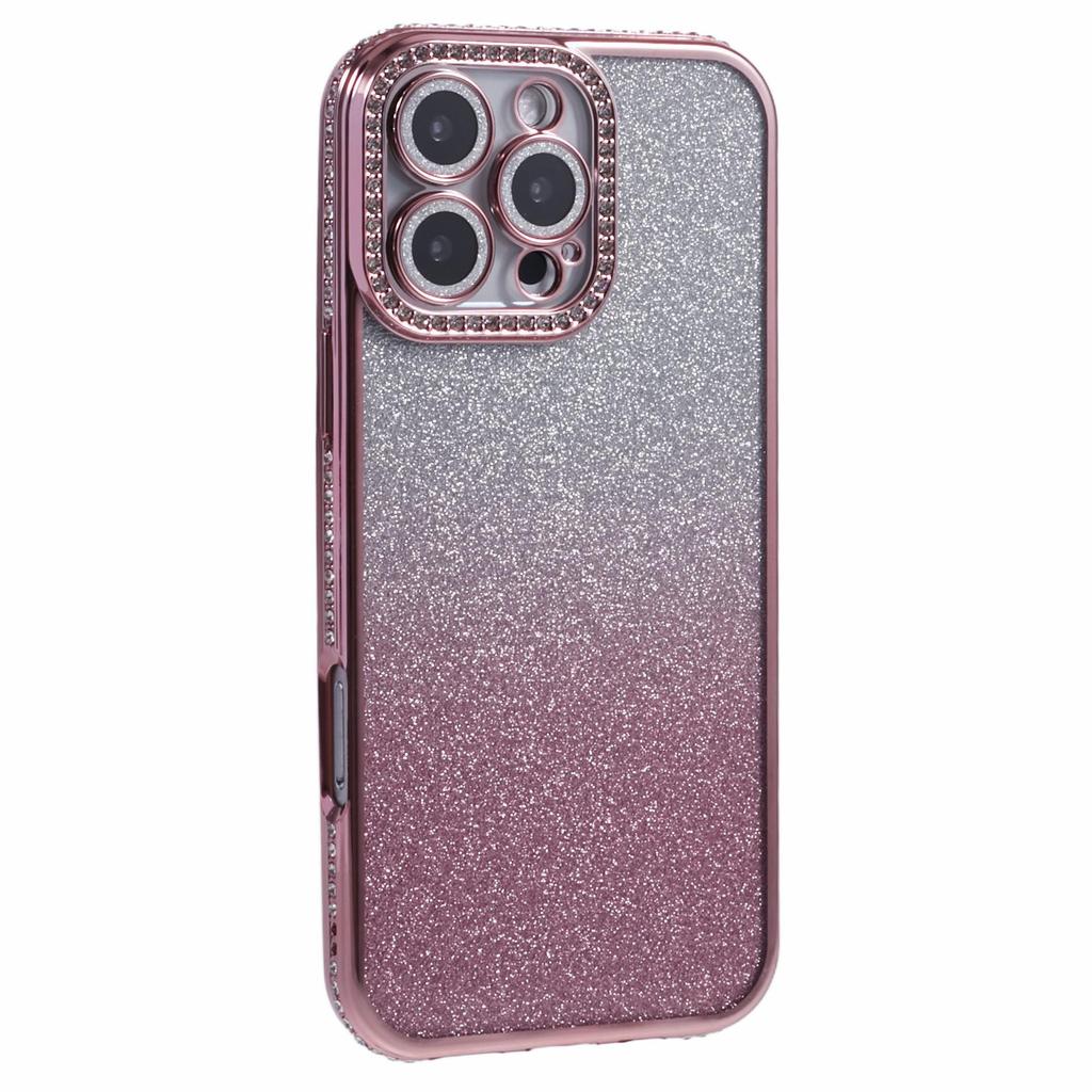 Für iPhone 16 Pro Max Hülle Kameraschutz Klarer Handy-Rückseitenschutz Strassdekor Mit Glitzerpapier