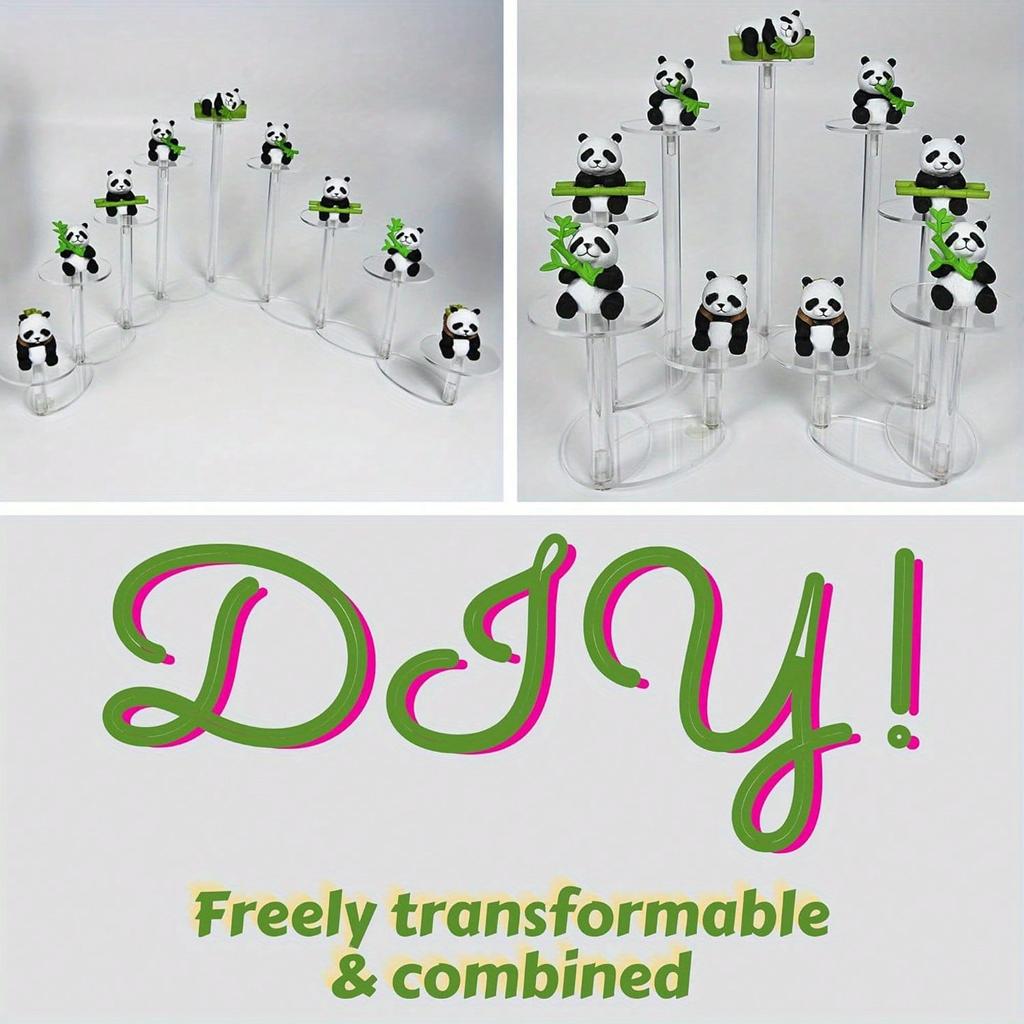 1pc Transformable Acrylic Display Stand 9 Tier Display Risers for FiguresTransparent 360 Degree Rotating Display Rack