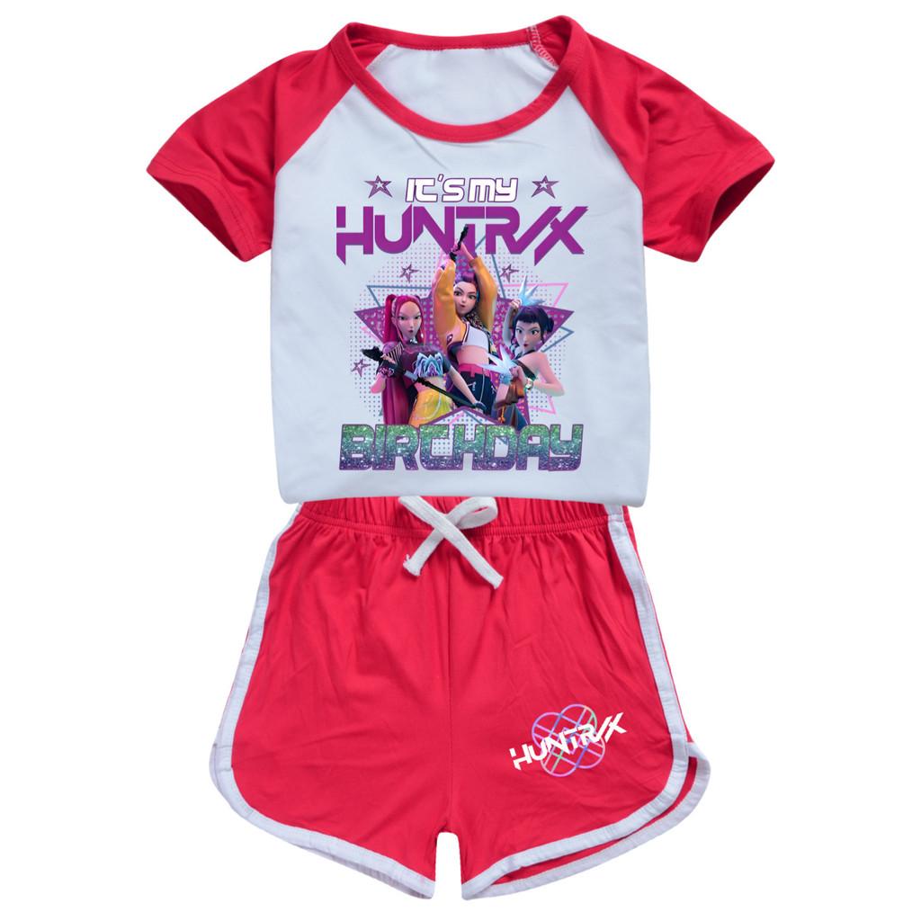 5001 Kids Girls POP Rumi Zoey Mira Print T-shirt Shorts Sport Tracksuit Clothes Set