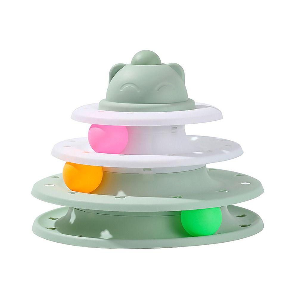 

Colorful Cat Toy Tower Plastic Cat Rotatable Track Pet Accessories Cat Swivel Toy Ball Self Happy зелёный