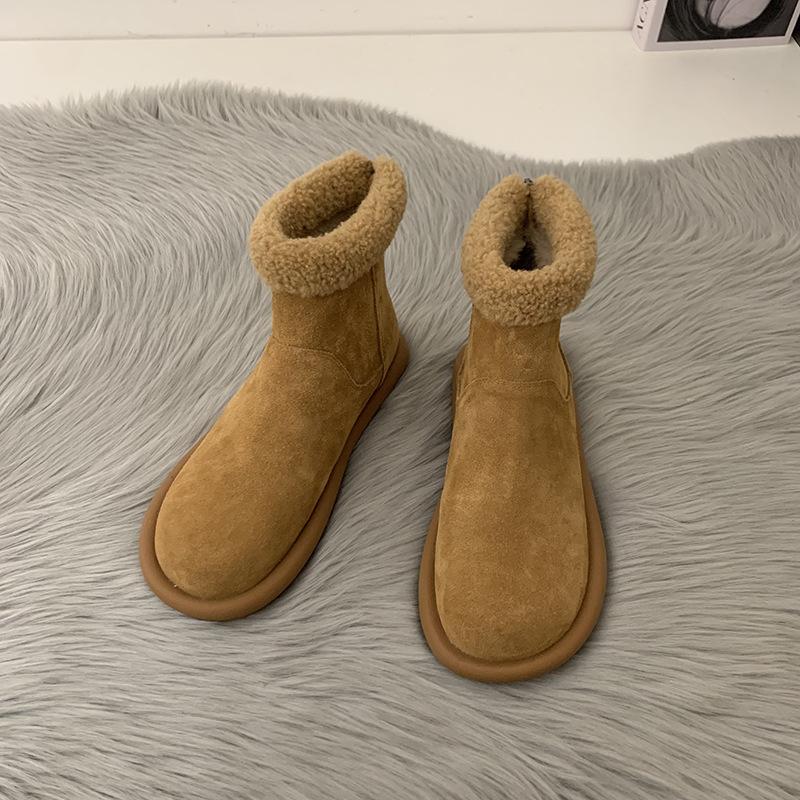 Suding kleine Heizung~ Retro Mori Baumwollschuhe Damen Winter Samt warm Schneestiefel mattes Lammwoll Kurzstiefel