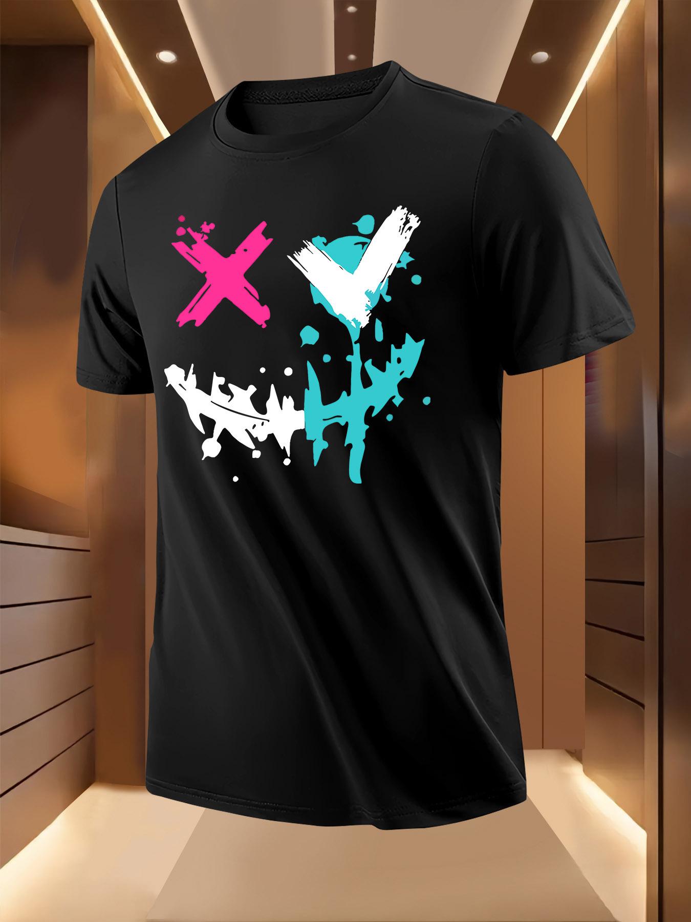 Graffiti Letter Print Tshirt - Breathable Lightweight Pol... XXXXL