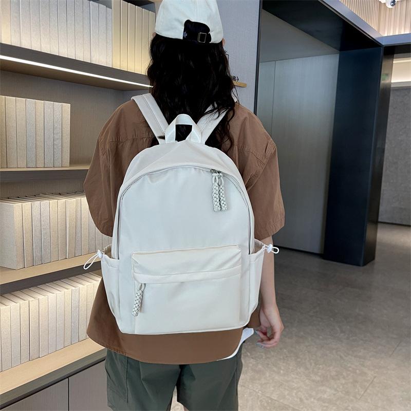 Schoolbag: Korean style niche, high-look, double backpack for women, Japanese sweet, fresh, solid color backpack, school bag for primary and middle