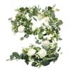 Garland Style Simulated Eucalyptus Rattan 6 White Roses Eucalyptus Garland  Garden Decoration