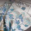 [Flower dill fireworks pattern] Handmade hemming 111% silk silk scarf Women's middle square scarf 61cm versatile tube top silk scarf