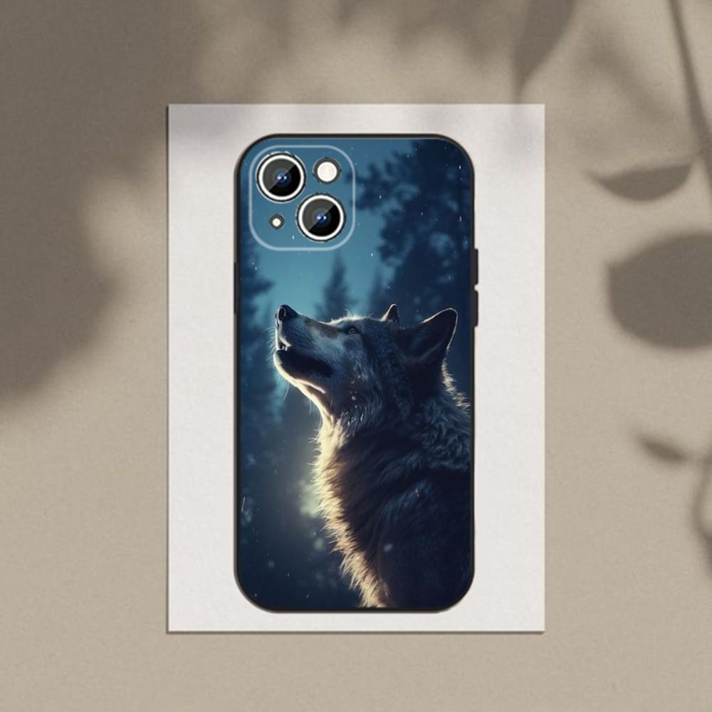 Die Wolf Handyhülle Handyhülle Für Apple iPhone 15,14,13,12,11,XS,XR,X,8,7,Pro,Max,Plus,mini Silikon Schwarze Hülle