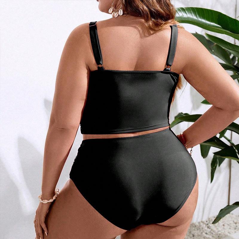 TS JYL-BK139 Solid Cami Plus Size, Curvy Figure Flattering Swimwear For Women