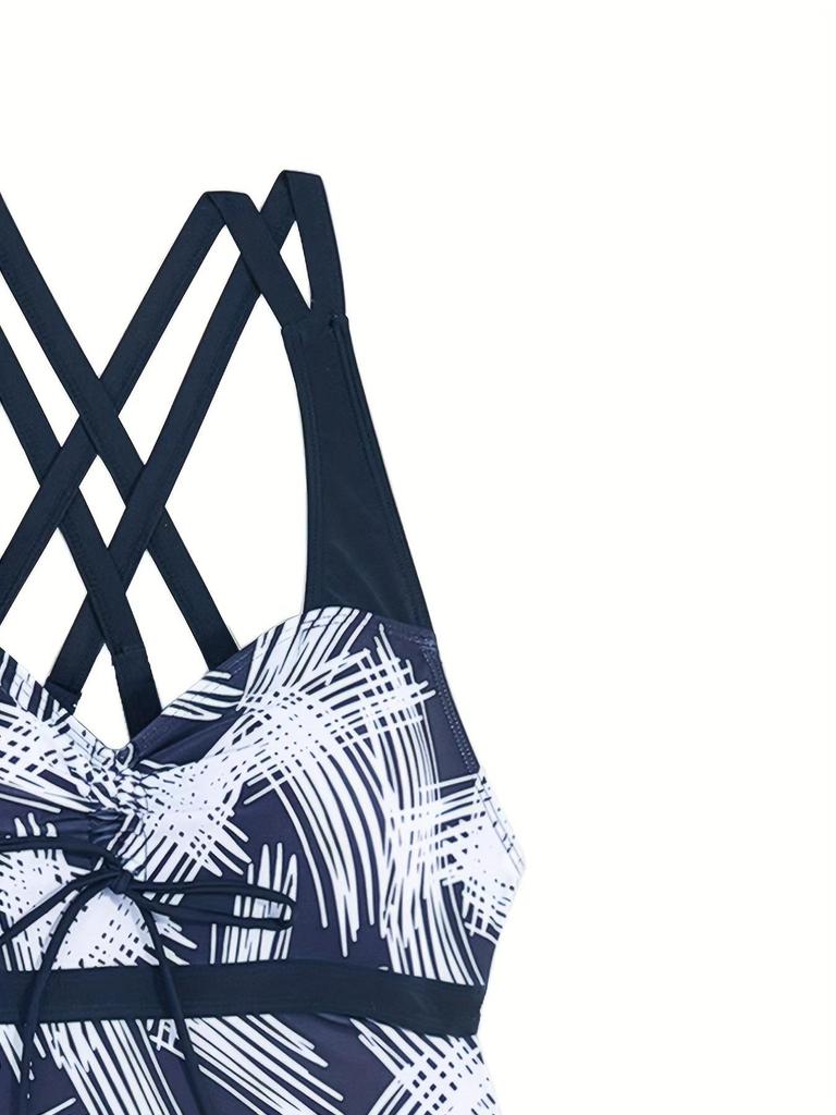 2026 European & American Plus-Size Striped Split Skirt Bikini Bottoms for Women