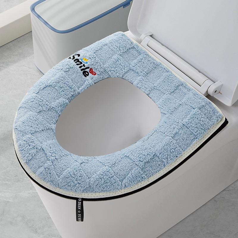 Washable Waterproof Toilet Seat Cover With Zipper Thick Winter Padding Universal Fit Home Bathroom
