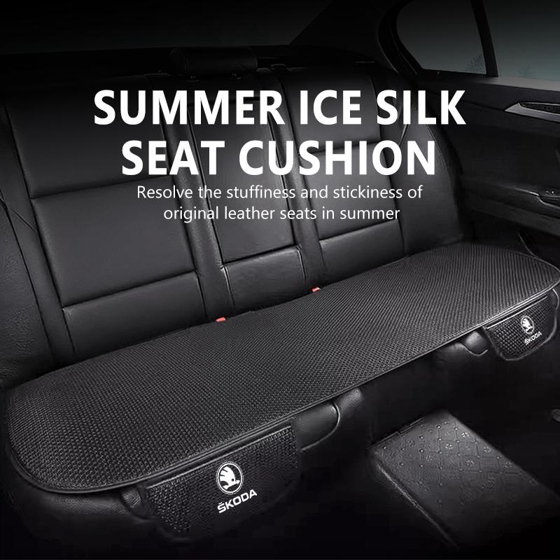 AAFO1 For Skoda Breathable Car Seat Cover Ice Silk Summer Car Seat Cushion Protector Kamiq MK3 Roomster Rapid Kodiaq Karoq Fabia Enyaq