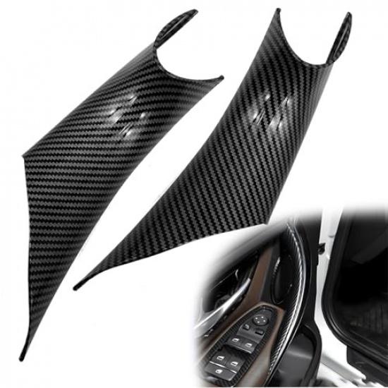 ABS Interior Door Panel Handle Covers Left Front and Right Carbon Fiber Black