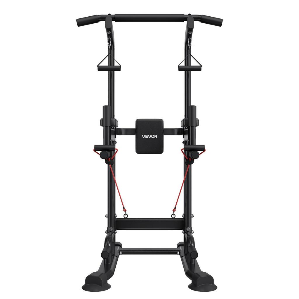 Pull Up Bar, 150kg Power Tower Dip Station, Workout Dip Station with H-Shaped Stable Base & Back Pad, Adjustable 12 Level Height Free Standing Chin Up