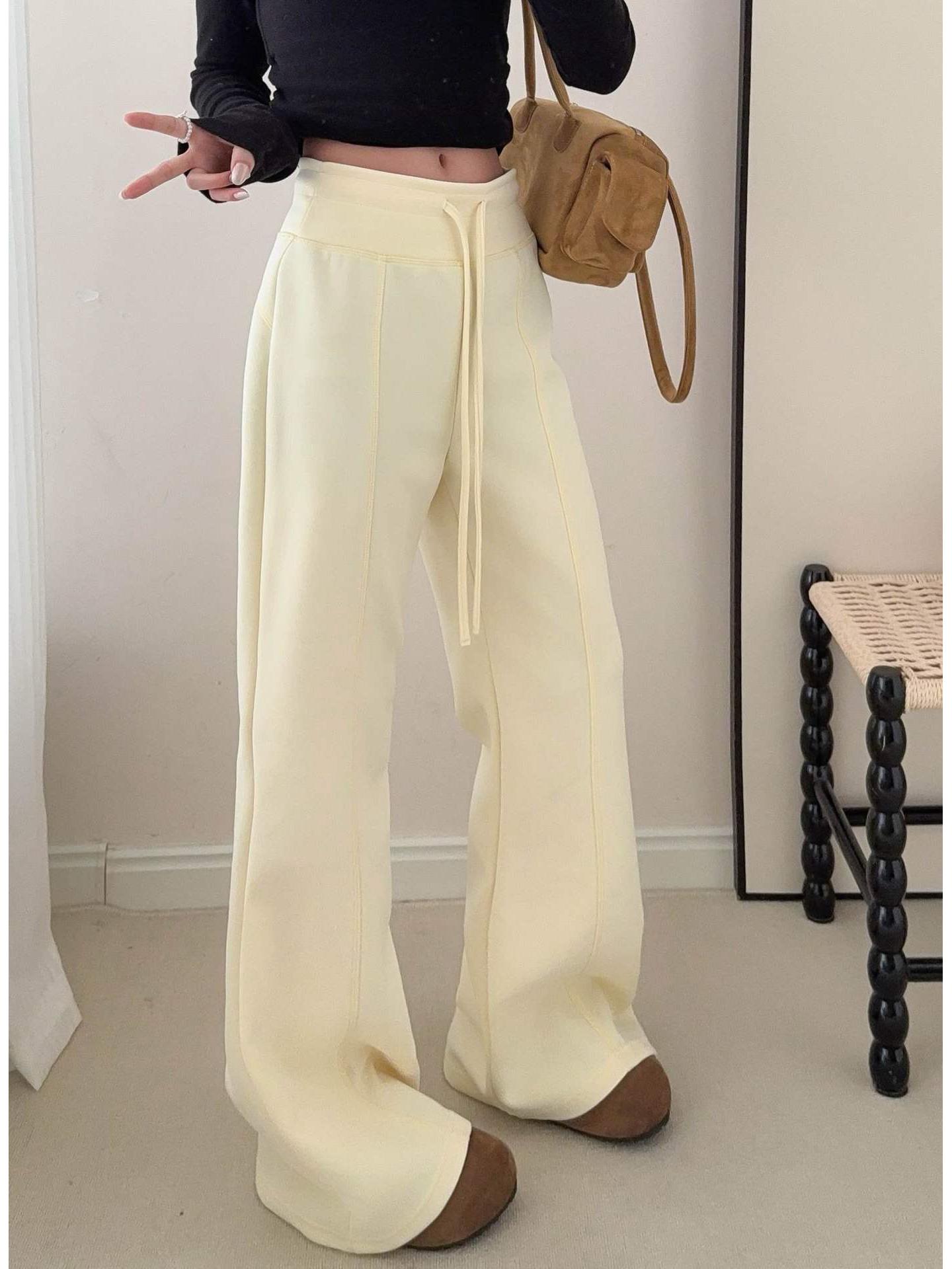 

Korean Style Early Spring Women s Micro Flare Patchwork Pants - Loose, Casual, Slimming, Draped Long Trousers with High-End Feel L