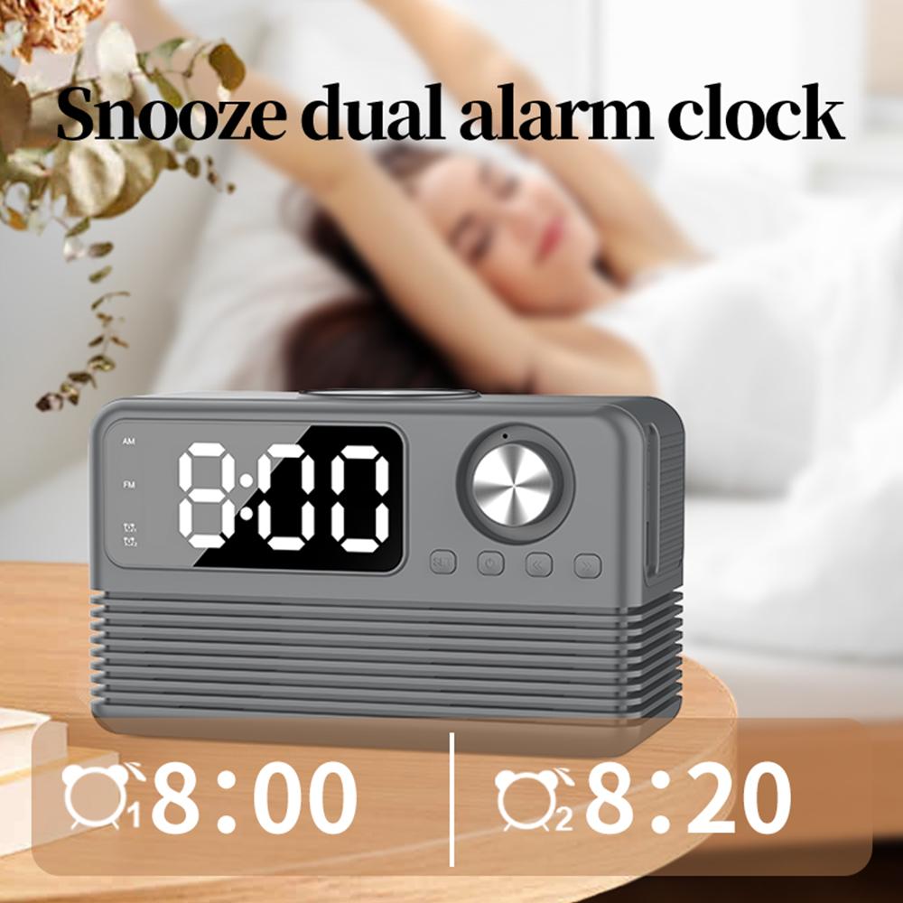 Retro-Stil Kabelloses Laden Bluetooth-Lautsprecher Wecker FM-Radio Desktop-Nachttischlautsprecher TF-Kartenleser Computerlautsprecher