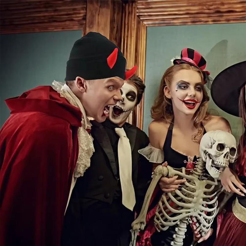 1PC Warm Stretchy Devil Playful Hat Cold-Resistant Beanie Winter-Ready Knitted Trendy Horn Soft-Knitted