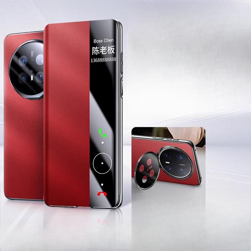 Huawei Mate70pro Phone Case Stand All-inclusive HUAWEI Smart Window Flip Cover M70 Men's Leather Case