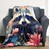 1pc Raccoon Flowers Print Blanket   Lightweight Flannel Throw Blanket For Sofa, Bed, Living Room, Office, Outdoor Travel, Camping