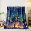 A romantic scene by a campfire under a glowing, starry night sky. for all seasons blanket lunch break throw gift