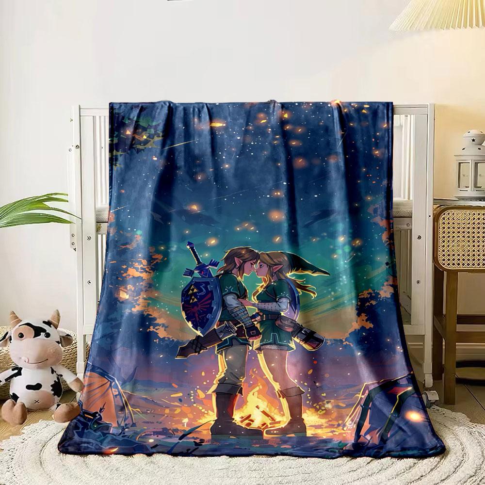A romantic scene by a campfire under a glowing, starry night sky. for all seasons blanket lunch break throw gift