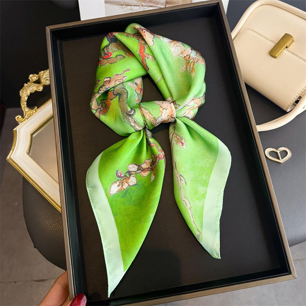 New Print Shawl Square Scarf For Women Soft Satin Wraps Neckerchief Female Hair Bands Ribbon Headband Bandana 70X70Cm