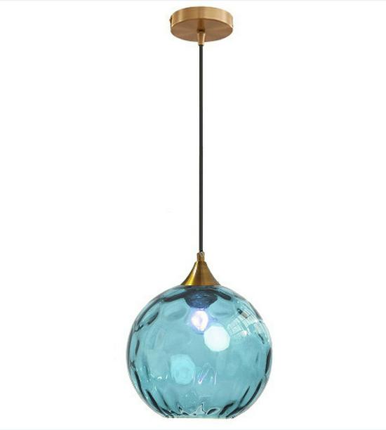 Nordic Colorful Water Ripple Glass Sphere Pendant Lamp for Bedroom or Bar.