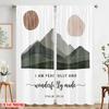 2pcs 2D Flat Printing Party Window Curtains Mountain Landscape Affirmation Polyester Fabric Without Electricity Family Party for