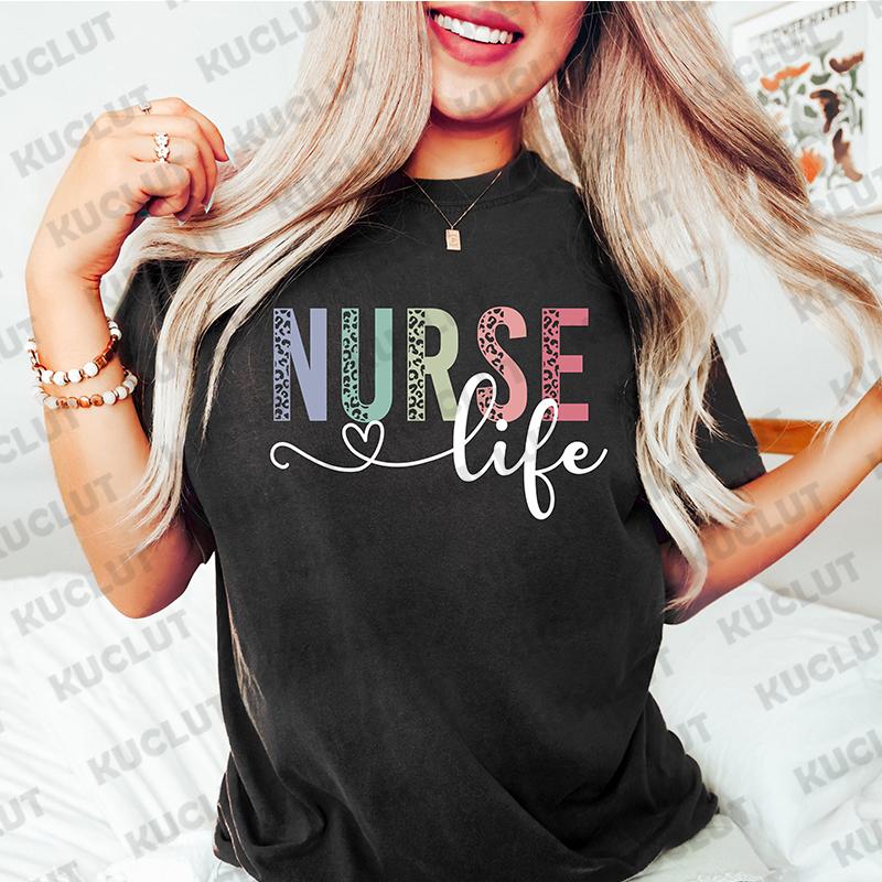 New Nurse Black T-shirts for Unisex Nurse Graduate Gift Nursing School Tee Shirts RN Tshirts Short Sleeve Summer Fashion Shirt