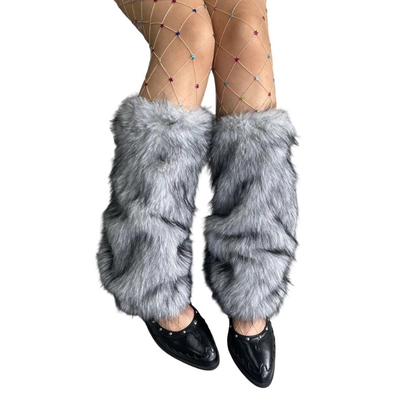 

Искусственный мех Накладки на ноги Удобные Теплые гетры Зимняя одежда Для женщин Полиэстер Мягкие Обложки на манжеты ботинок серый