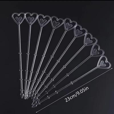10 Pcs, Short Flower Inserts with Heart-shaped Hearts, Flower Bouquets, Short Plastic Card Holders