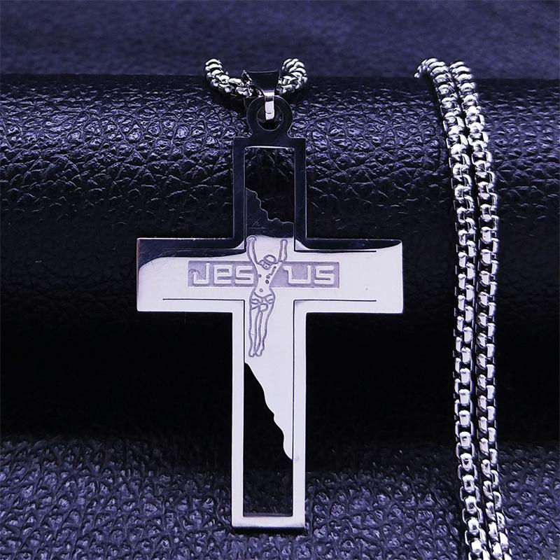 Cross Stainless Steel Choker Necklace for Man Gold Color Men's Chain Necklace Jewelry Corrente Masculina N1173S02