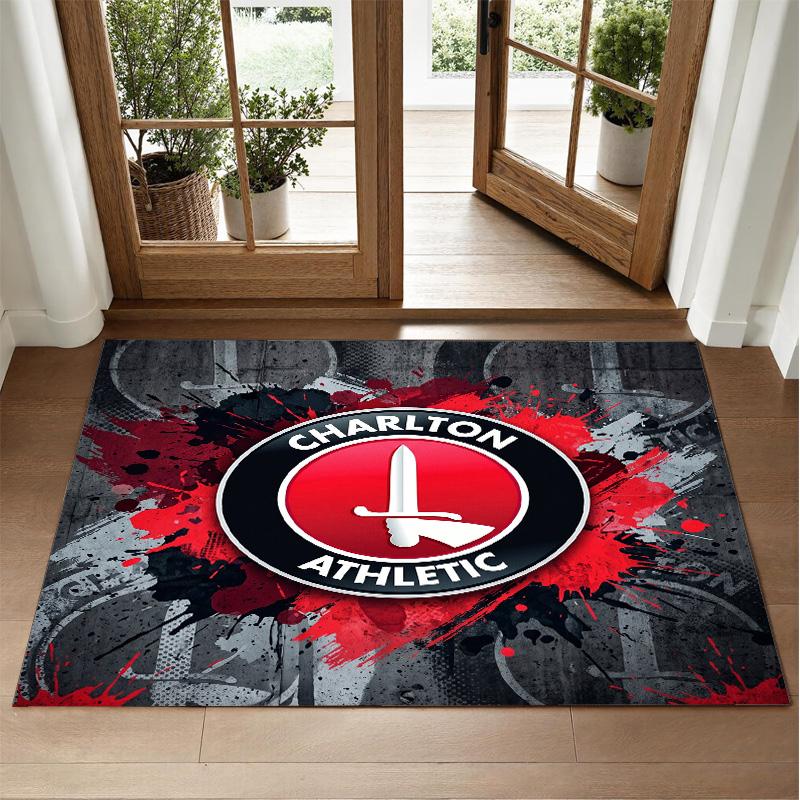Charlton Athletic FC Design Crystal Velvet Rug Soft Decorative Mat for Bedroom Entrance
