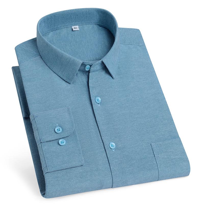 Men's Shirt Long Sleeve 100% Pure Cotton Oxford Dress Shirts Striped Regular Fit Casual Soft Male Blouse Clothing 11XL 10XL 9XL