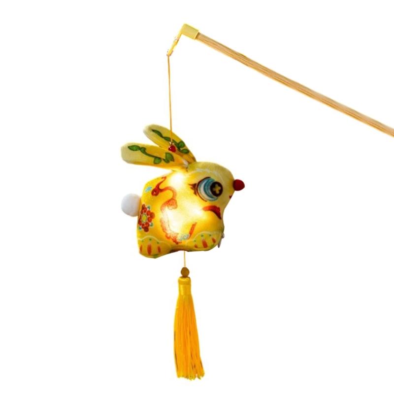 Handmade Fabric Rabbit Lamp Making Supplies Traditional Style Design With Glowing LED For Party Decoration