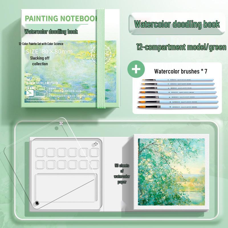 Moyu Watercolor & Acrylic Travel Sketching Set: Portable Palette, Drawing Board, and Book for Painting and Sketching.