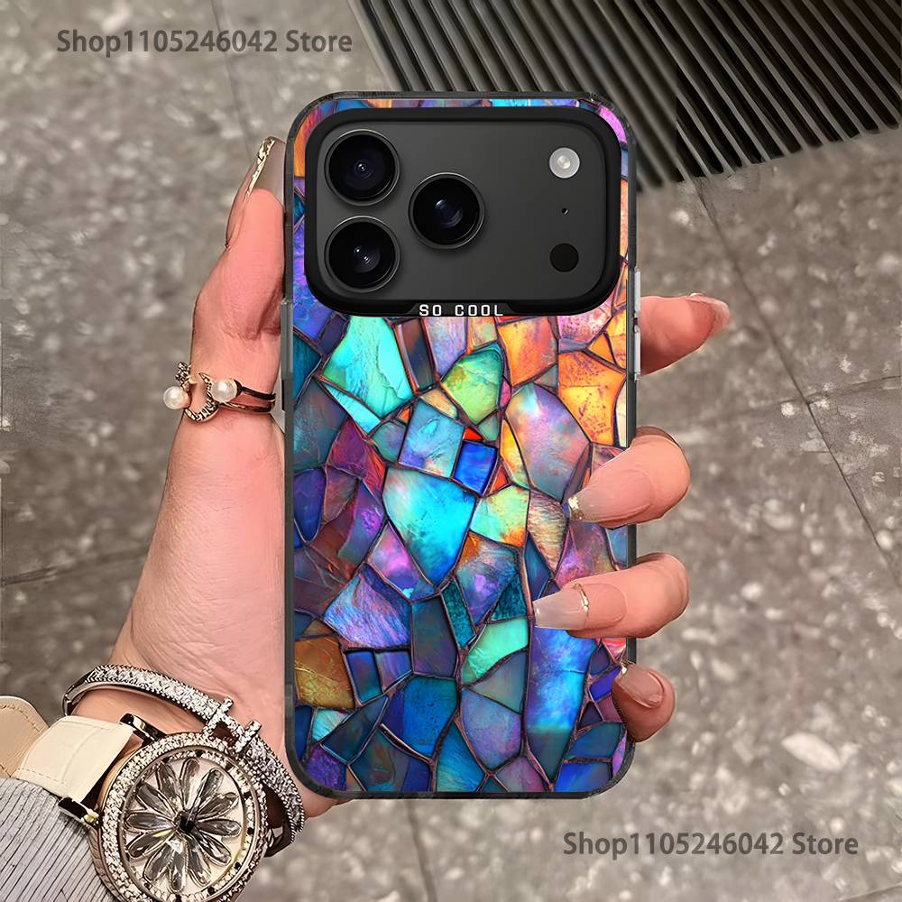 Colorful Glass For iPhone 17,16,15,14,13,12,11,Pro,MAX,Plus Black Shockproof Candy Matte Cover