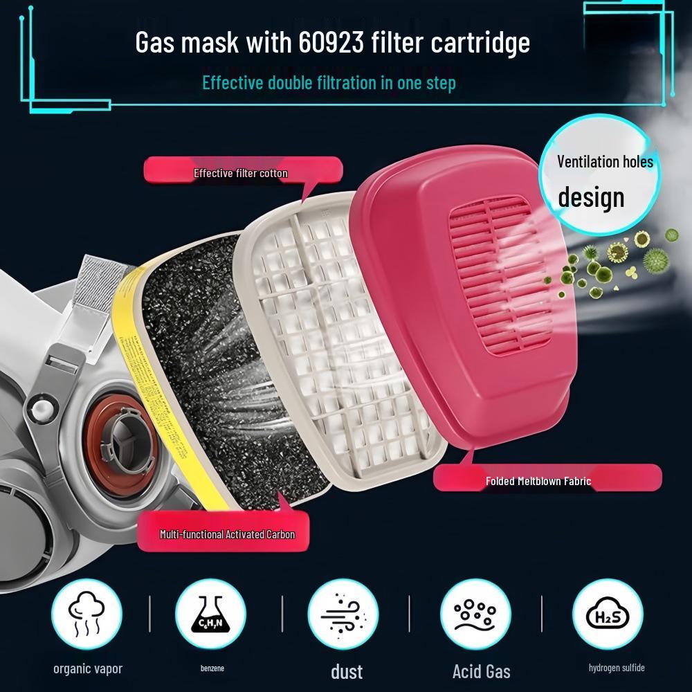 Gas Mask with 60923/21/26 Filter for Paint, Pesticide, Odor, and Chemical Protection
