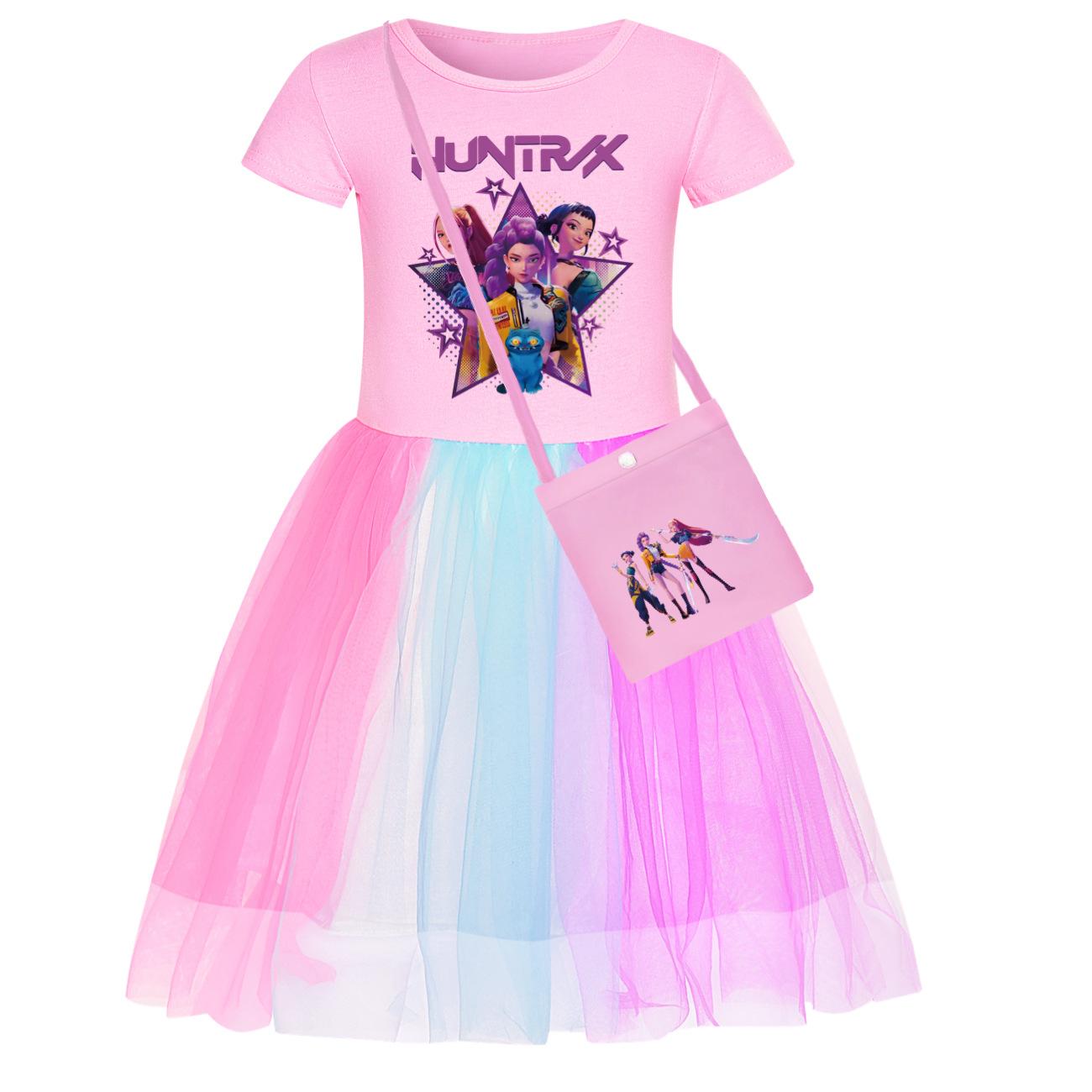 

KPop Demon Hunters Kids Clothes Shorts Slevess Dresses Rainbow Full Dress Teen Fashion Girl s Clothing Party Clothes 3-12Y 100