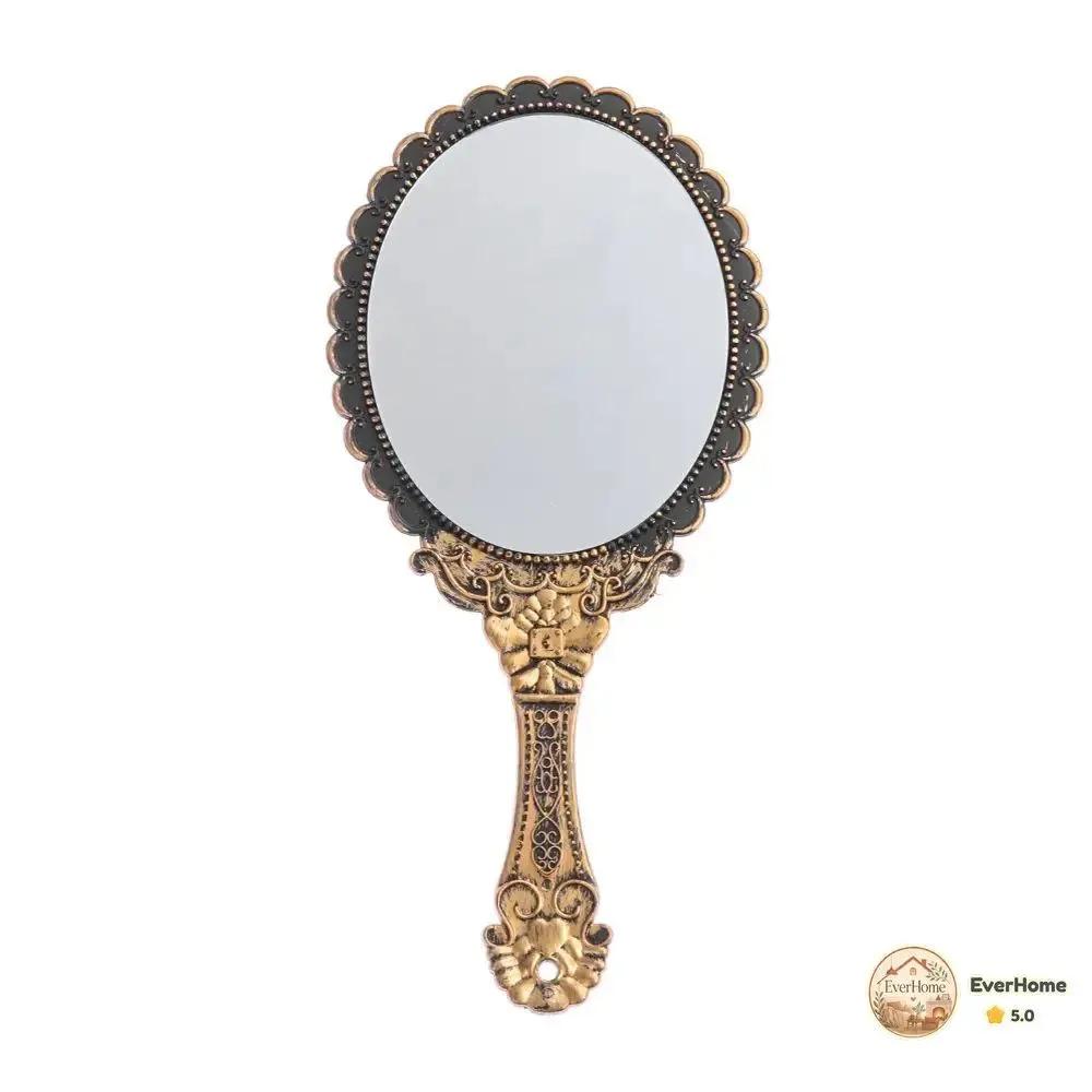 Vintage Embossed Handheld Makeup Mirror, Hand Mirror for, 9 16 cm